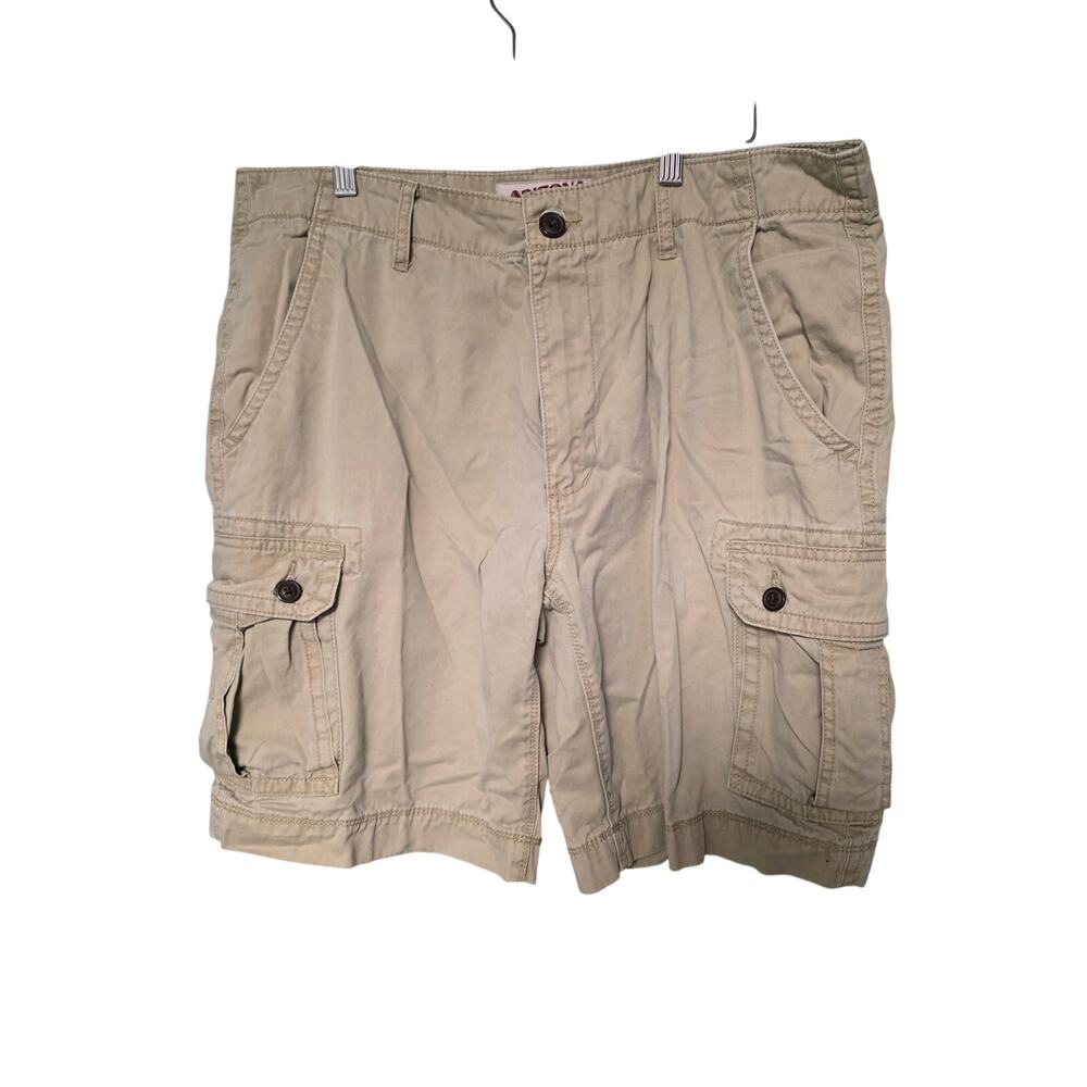 Arizona Cargo Shorts Mens 36 Khaki Utility Pocket Casual Y2K Tactical Outdoor